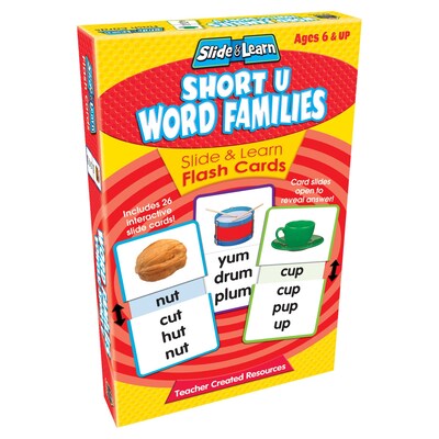 Slide & Learn Flash Cards, Short U Word Families, 13 cards