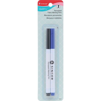Singer® QuiltPro 5 3/4 Fine Point Permanent Fabric Marking Pen, Black & Blue