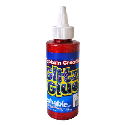 Captain Creative Glitzy 4 oz. Glitter Glue, Red