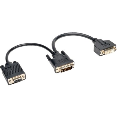 Tripp Lite® 0.5 DVI-D to VGA Male/Female Digital Y Splitter Cable; Black