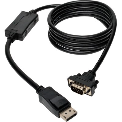 Tripp Lite® 6' Latches to HD-15 Adapter Male/Male DisplayPort to VGA Cable; Black