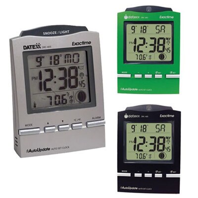 Datexx DRC-605 Radio Control Desk Alarm Clock, Pewter