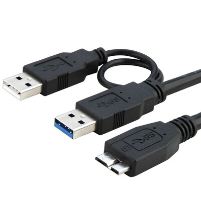 Insten® 21 USB 3.0 A to USB 3.0 Micro-B Y Cable; Black