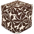 Majestic Home Goods Outdoor Polyester Plantation Small Cube Ottoman, Chocolate