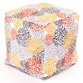 Majestic Home Goods Outdoor Polyester Blooms Small Cube Ottoman, Citrus