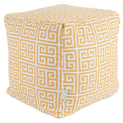 Majestic Home Goods Outdoor Cotton Duck/Twill Towers Small Cube Ottoman, Citrus