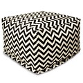 Majestic Home Goods Outdoor Polyester Chevron Large Ottoman, Black