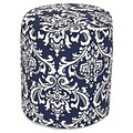 Majestic Home Goods Outdoor Polyester French Quarter Small Pouf Ottoman, Navy Blue