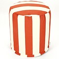 Majestic Home Goods Outdoor Polyester Vertical Stripe Small Pouf Ottoman, Burnt Orange