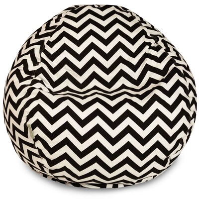 Majestic Home Goods Indoor/Outdoor Chevron Polyester Small Classic Bean Bag Chair, Black
