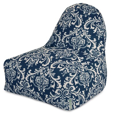 Majestic Home Goods Indoor/Outdoor French Quarter Polyester Kick-It Bean Bag Chair, Navy Blue
