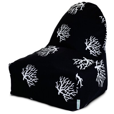 Majestic Home Goods Indoor/Outdoor Coral Polyester Kick-It Bean Bag Chair, Black