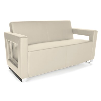 OFM™ Distinct Series PVC-Free Polyurethane Soft Seating Sofa With Chrome Feet, Cream