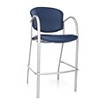 OFM™ Danbelle Series Anti-Bacterial Vinyl Cafe Height Chair With Arms, Navy, 2/Pack