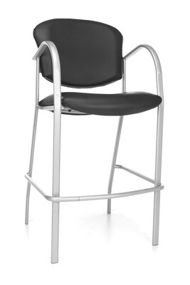 OFM™ Danbelle Series Anti-Bacterial Vinyl Cafe Height Chair With Arms, Black, 2/Pack