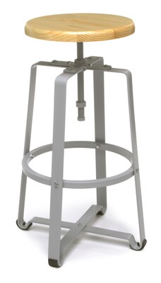 OFM Endure Series Stationary Tall Stool, Polyurethane, Maple Wood with Silver Frame, (920-MPL)