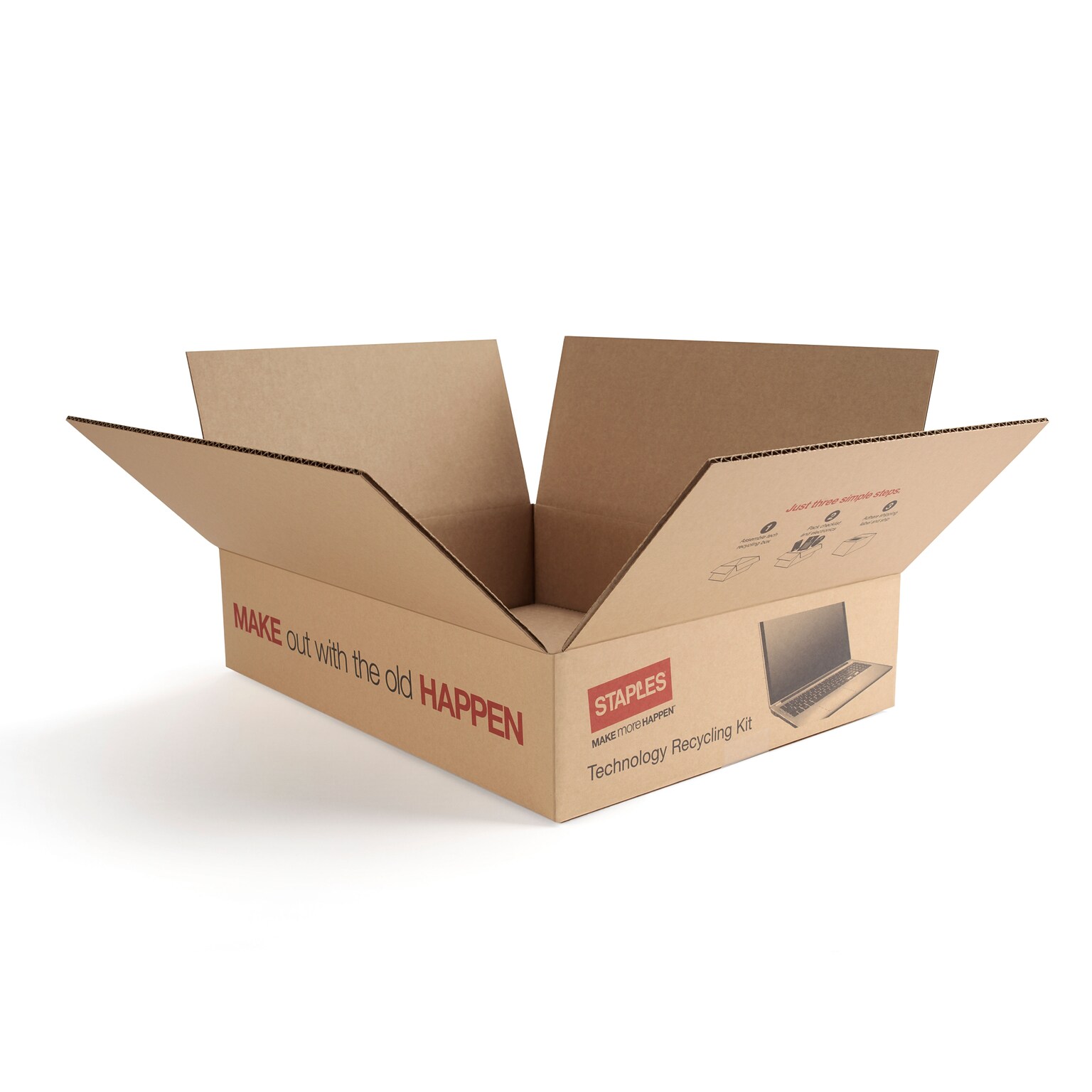 Staples® Electronics Recycling Program, Medium Electronic Recycling Box with Serialized Certification, 18H x 14W x 4D