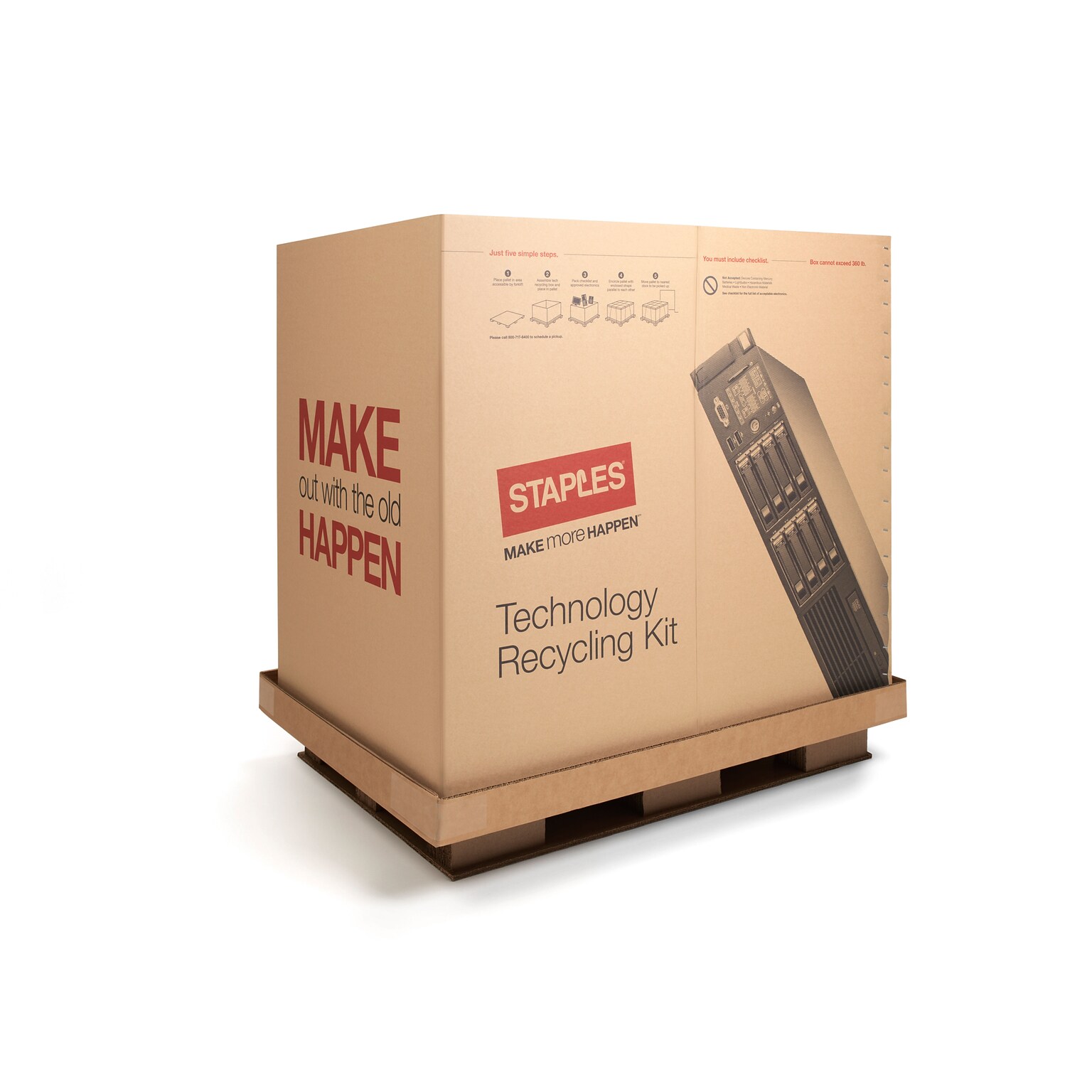 Staples® Electronics Recycling Program, Half Pallet Electronic Recycling Box with Serialized Certification, 34H x 24W x 32D
