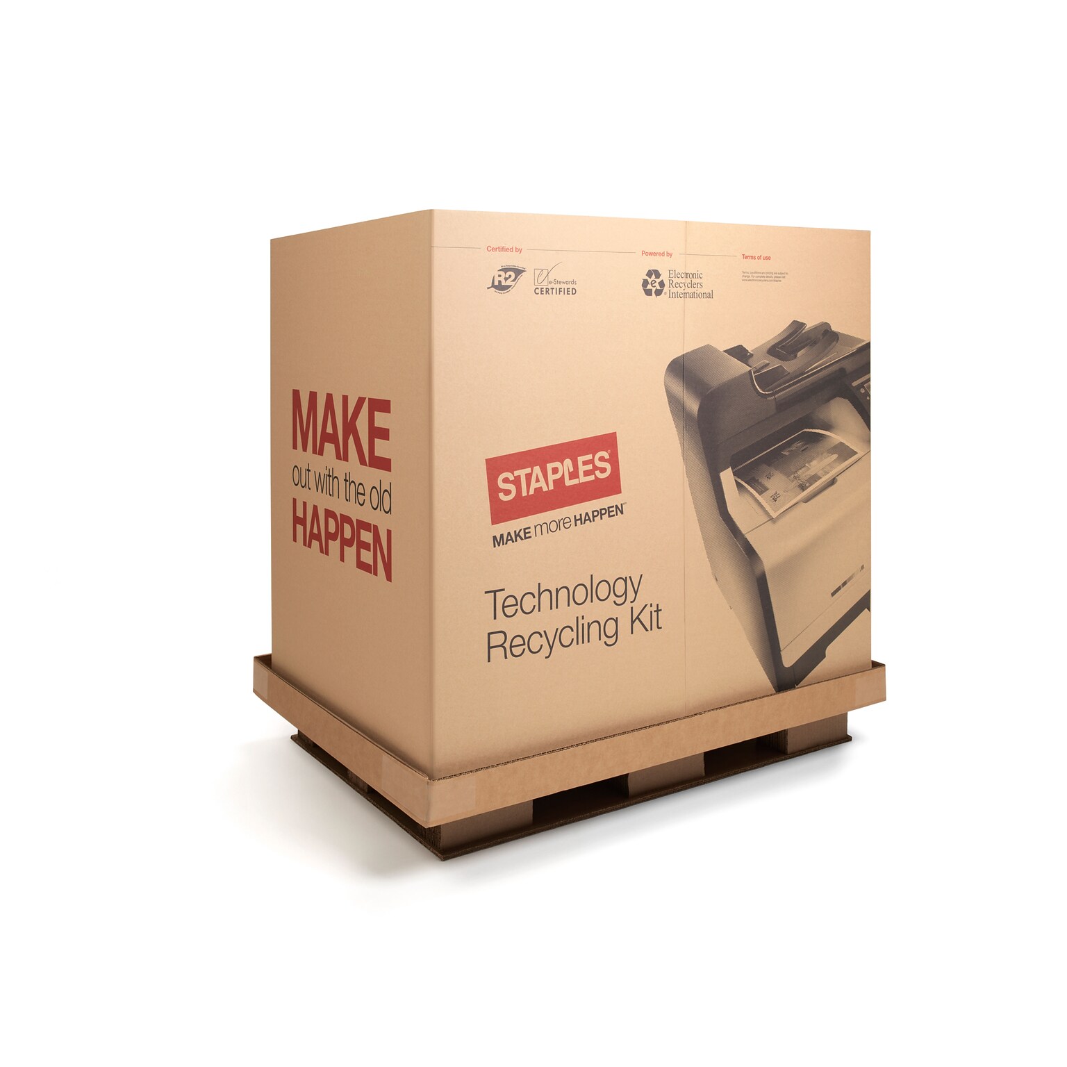 Staples® Electronics Recycling Program, Half Pallet Electronics Recycling Box, 34H x 24W x 32D