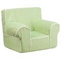 Flash Furniture Cotton Twill Small Dot Kids Chair With White Piping, Green