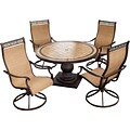 Hanover™ Monaco 5-Piece Swivel Chair and Table Patio Dining Set, Bronze/Copper Metallic