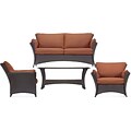 Hanover™ Strathmere Allure 4-Piece Patio Lounging Sofa Set, Brown/Tan/Nutmeg Terra Cotta/Wicker