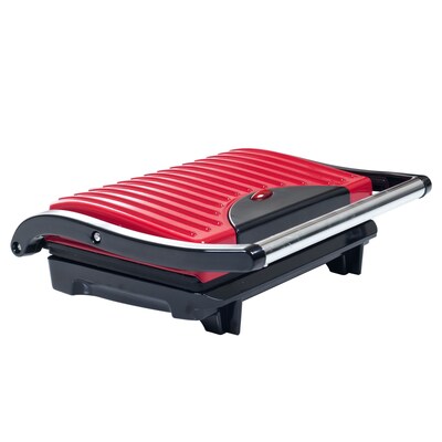 Chef Buddy 760 W Non-Stick Grill and Panini Press; Red