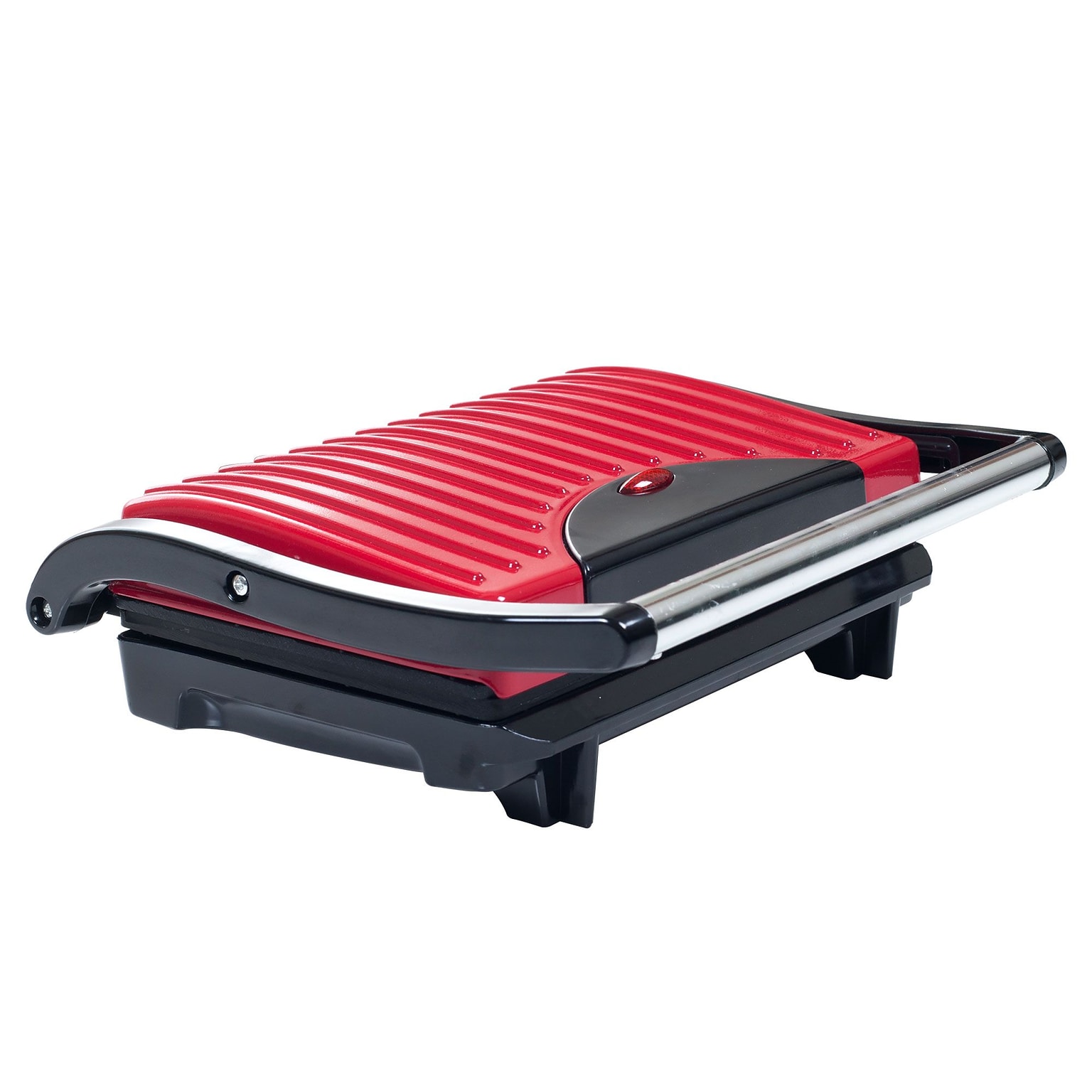 Chef Buddy 760 W Non-Stick Grill and Panini Press; Red