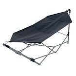 Stalwart Portable Canvas Hammock With Frame Stand and Carrying Bag; Black