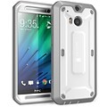 SUPCase Unicorn Beetle PRO Series Full body Hybrid Protective Case For HTC One M8, White/Gray