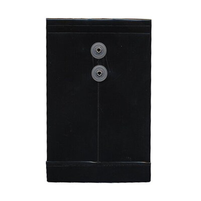 JAM Paper® Plastic Envelopes with Button and String Tie Closure, Open End, 6.25 x 9.25, Black Poly,