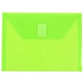 JAM Paper® Plastic Envelopes with Hook & Loop Closure, Index Booklet, 5.5 x 7.5, Lime Green Poly,