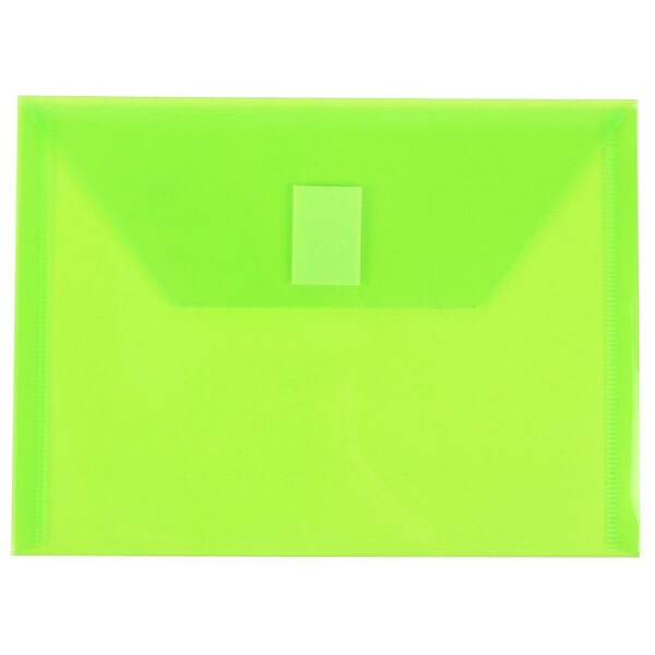 JAM Paper® Plastic Envelopes with Hook & Loop Closure, Index Booklet, 5.5 x 7.5, Lime Green Poly, 12/Pack (920V0LI)