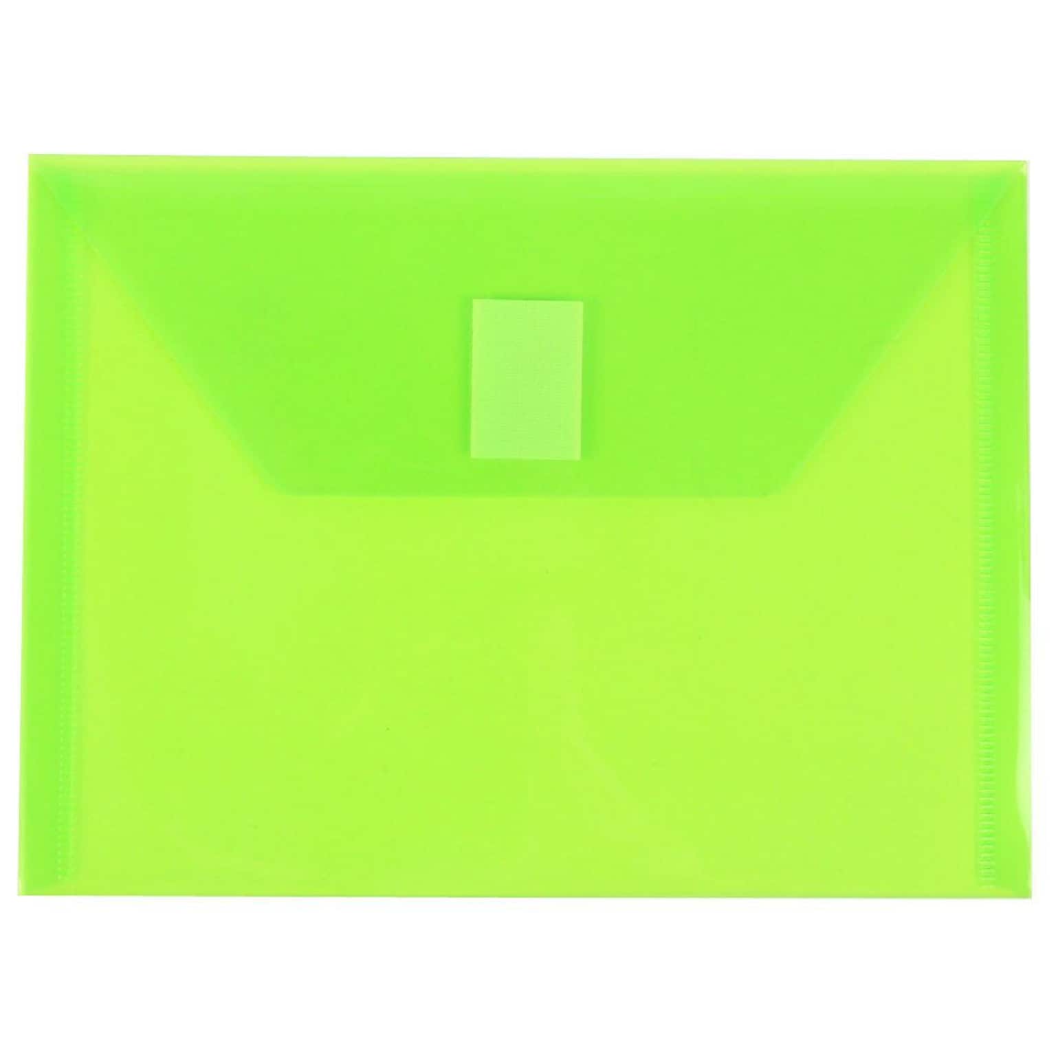 JAM Paper® Plastic Envelopes with Hook & Loop Closure, Index Booklet, 5.5 x 7.5, Lime Green Poly, 12/Pack (920V0LI)