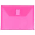 JAM Paper® Plastic Envelopes with Hook & Loop Closure, Index Booklet, 5.5 x 7.5, Fuchsia Pink Poly