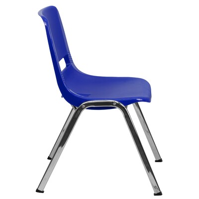 Flash Furniture Hercules Molded Plastic Shell Stackable Chair With Chrome Frame, Navy, 16/Pack