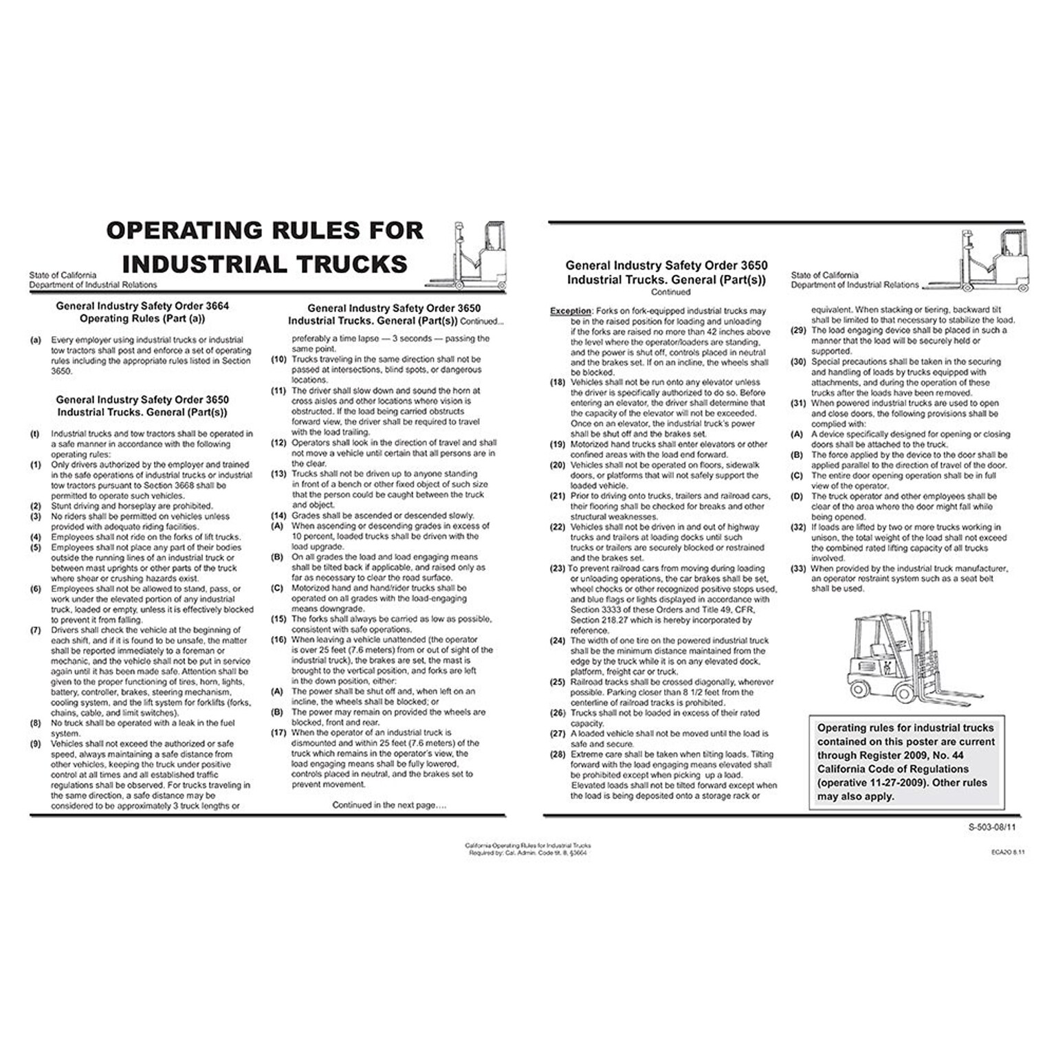 ComplyRight™ California Operating Rules For Industrial Trucks Poster (ECA2O)