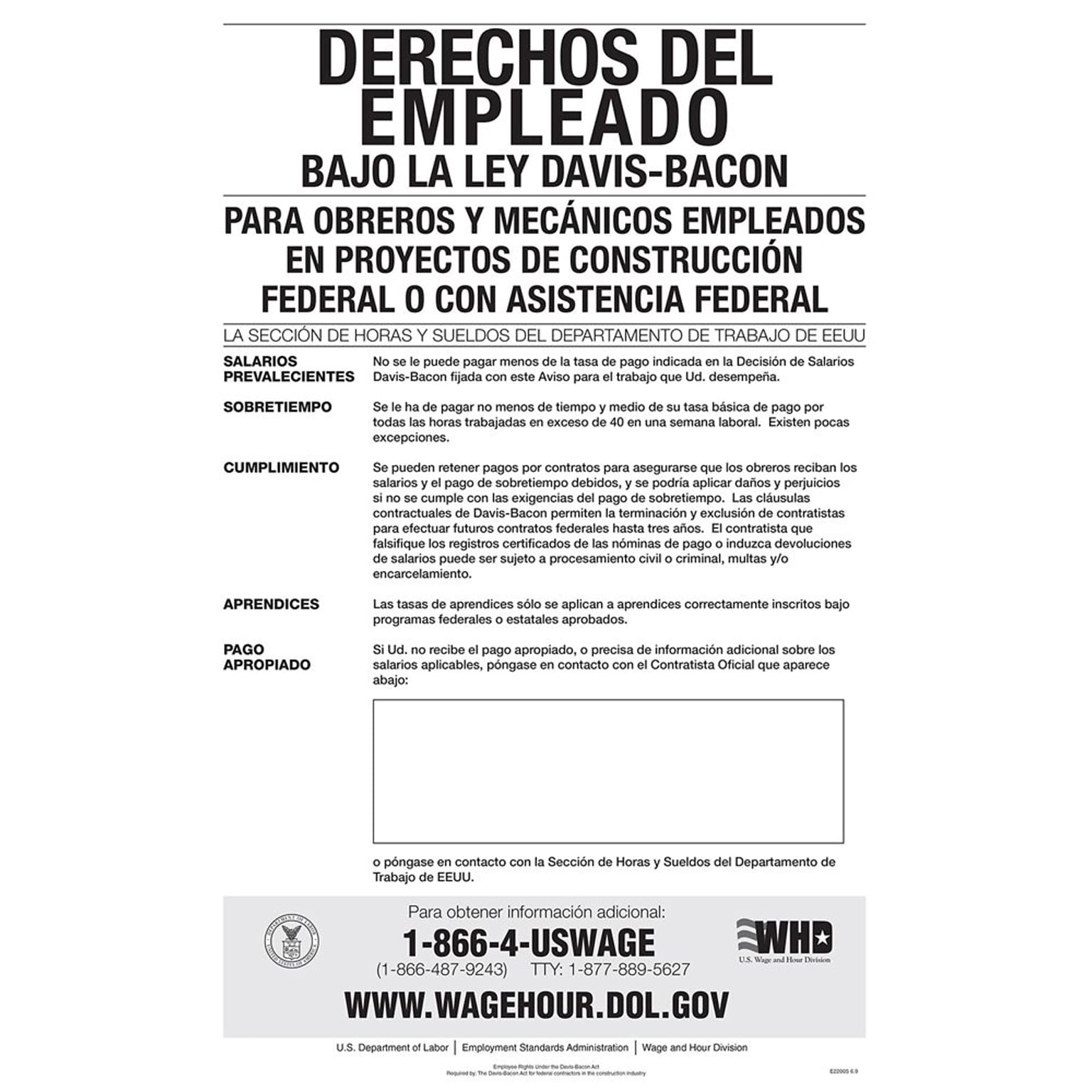 ComplyRight Davis Bacon Act Spanish Poster (E2200S)