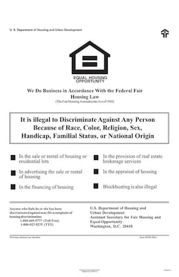 ComplyRight Federal Fair HUD Equal Housing Opportunity Poster (E8112)