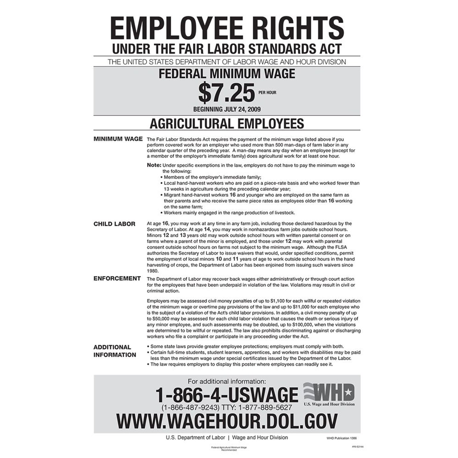 ComplyRight Agricultural Minimum Wage Poster (E2144)