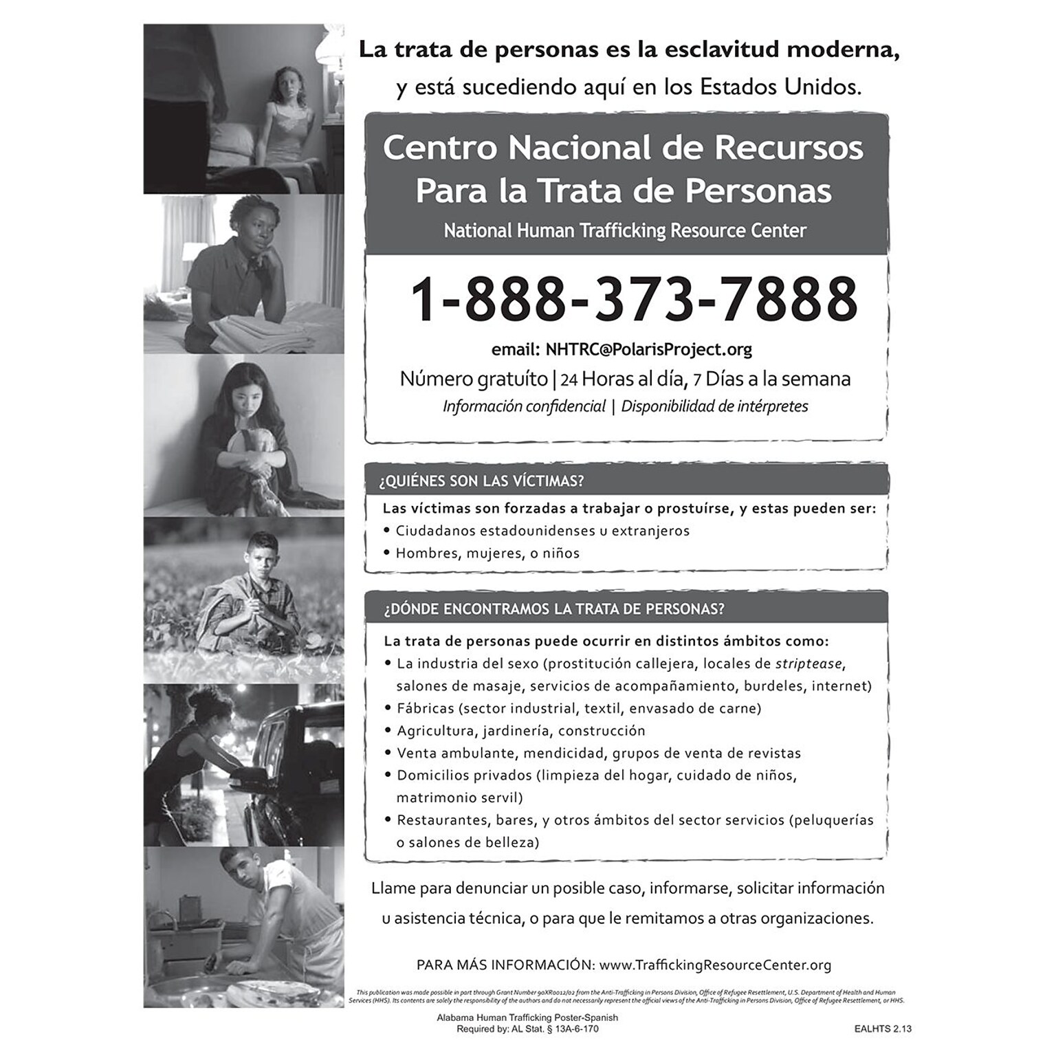 ComplyRight Alabama Human Trafficking Spanish Poster (EALHTS)