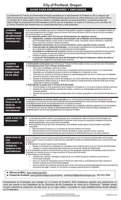 ComplyRight™ Portland Protected Sick Time Spanish Poster (EORPSTS)