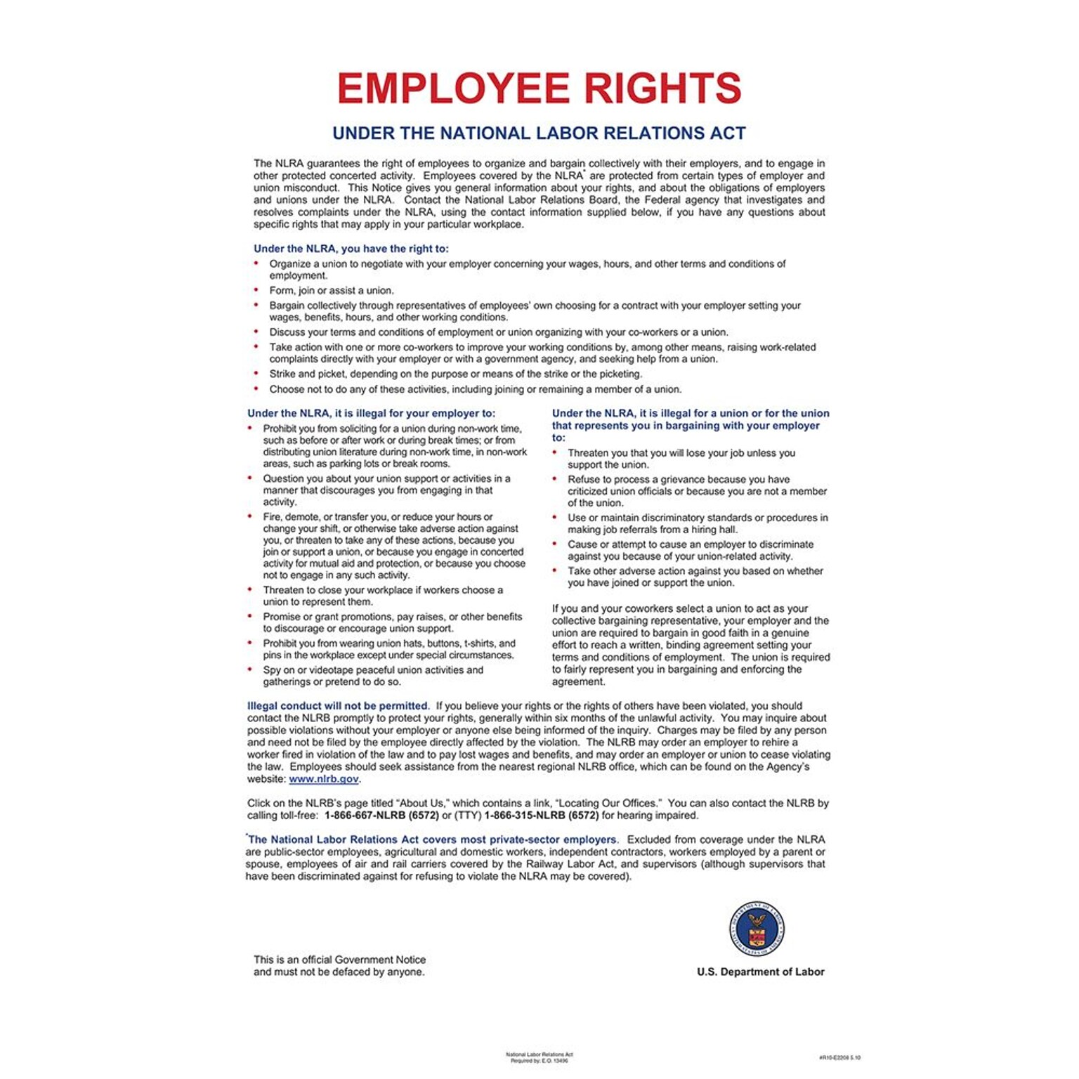 ComplyRight National Labor Relations Act Poster (ER2208)
