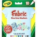 Crayola® Fine Line Fabric Markers, 10/Box