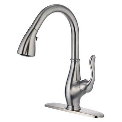 Yosemite 18" Curved-Style Kitchen Sink Faucet With Pull-Down Spray; Brushed Nickel