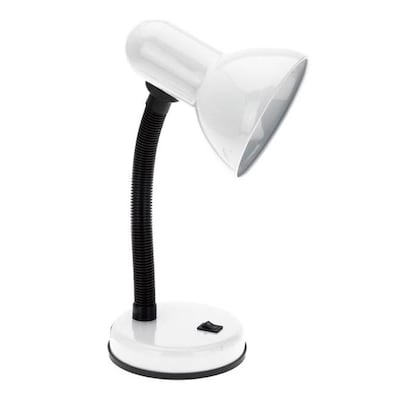 Simple Designs Basic Metal Desk Lamp with Flexible Hose Neck, White (1180912ALL)