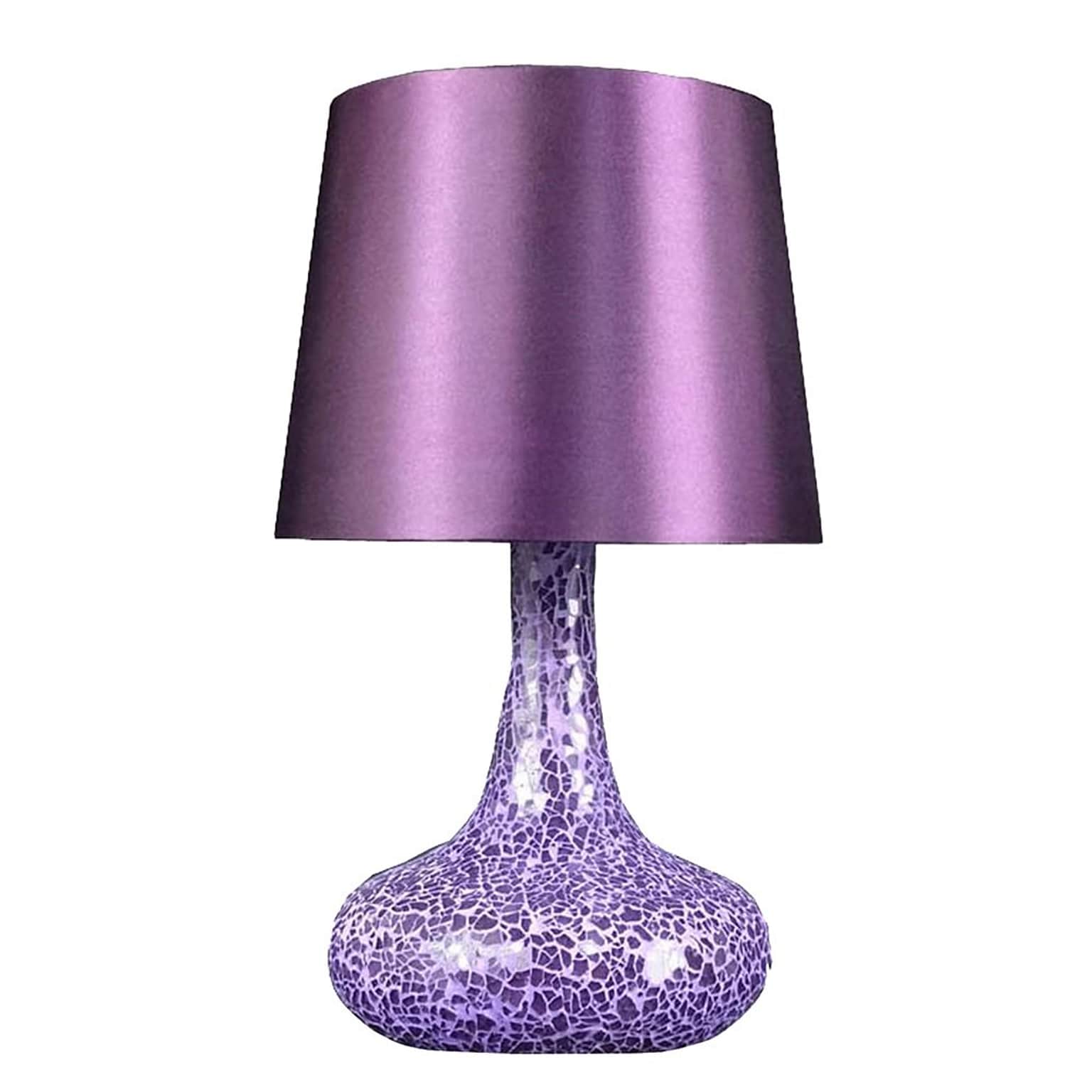 All the Rages Simple Designs LT3039-PRP Mosaic Genie Table Lamp, Purple