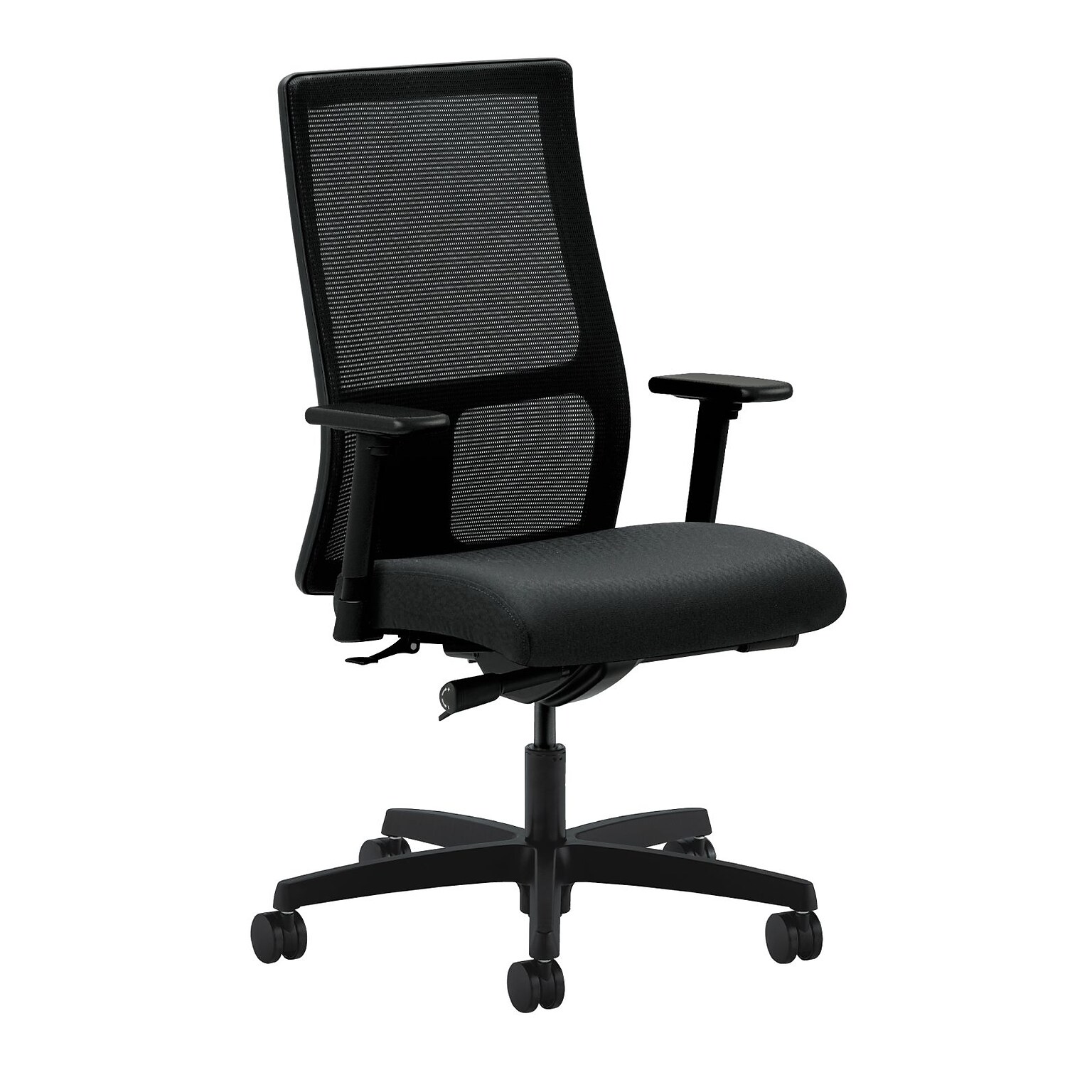 HON® Ignition® Mid-Back Office/Computer Chair, Adj Arms, Synchro-Tilt, Contourett Polyurethane Black