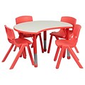 Flash Furniture YU09334CIRTBLRD 25.13 x 35.5 Plastic Semi-Circle Activity Table, Red