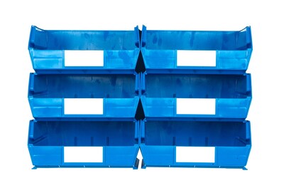 LocBin 3-235BWS Wall Storage Large Bins, Blue, 6/Pack